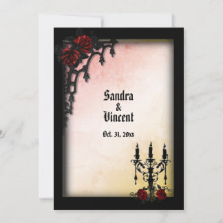 French Quarter Gothic Peach Accent Wedding Theme Invitation