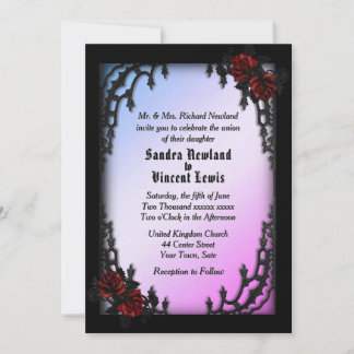 French Quarter Gothic Red Rose on Purples  Invitation