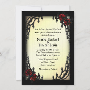 French Quarter Gothic Red Rose on Yellow  Invitation