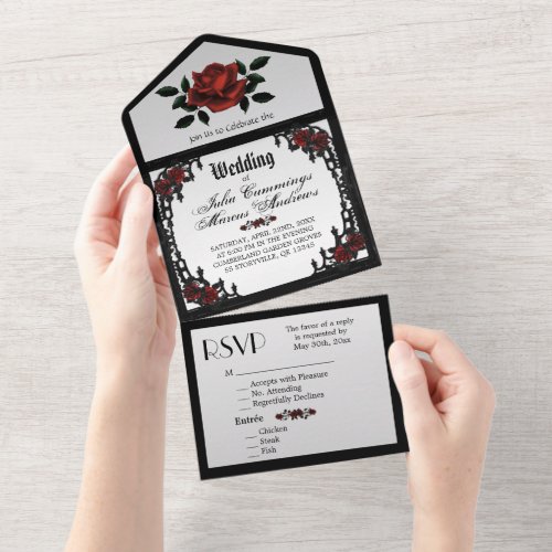 French Quarter Gothic Silver Wedding Invitation