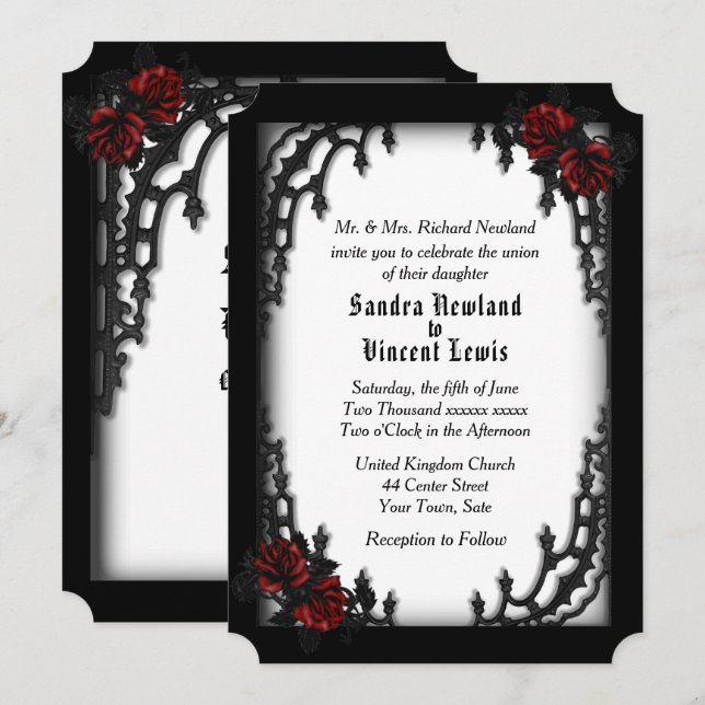 French Quarter Gothic Wedding Theme Invitation (Front/Back)