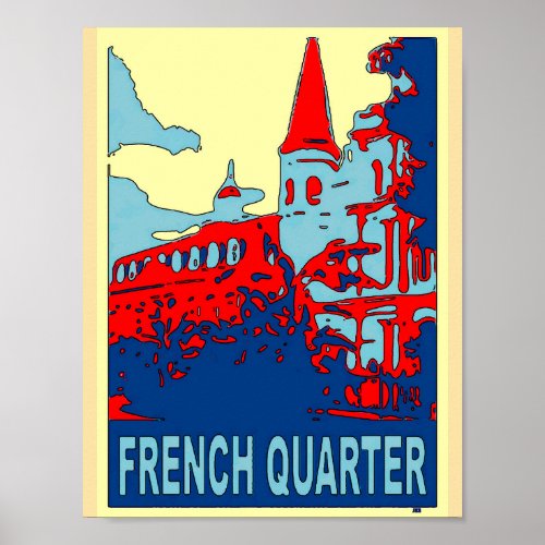 French Quarter in Blue Poster