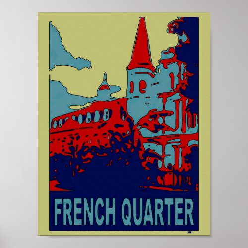 French Quarter in Blue Poster