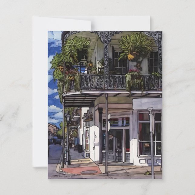 French Quarter In Pen And Ink Holiday Card (Front)