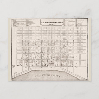 French Quarter MAP 1735 Postcard