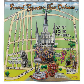 French Quarter New Orleans Fun Map Shower Curtain
