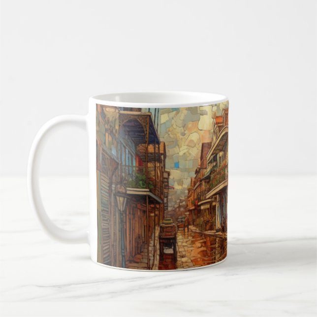 French Quarter New Orleans, Futurism Style Coffee Mug (Left)