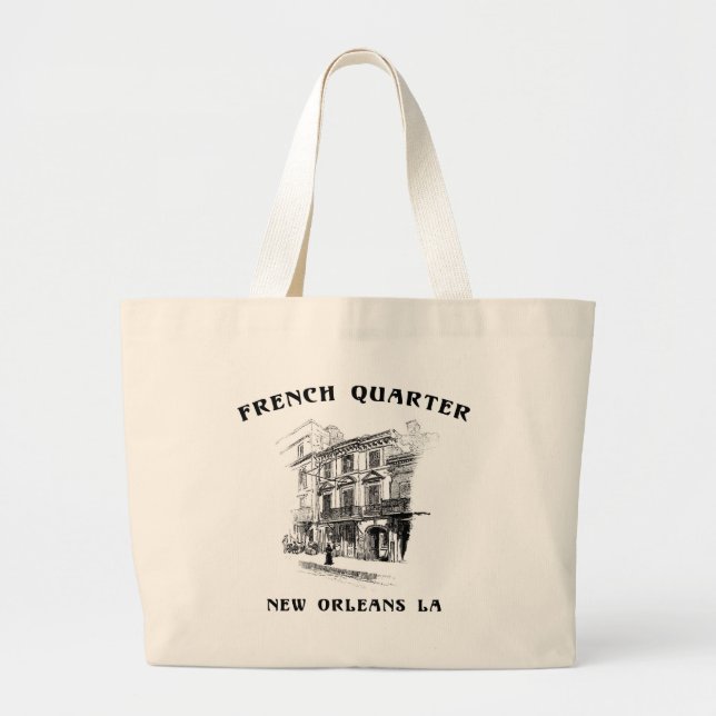 French Quarter New Orleans Large Tote Bag (Front)