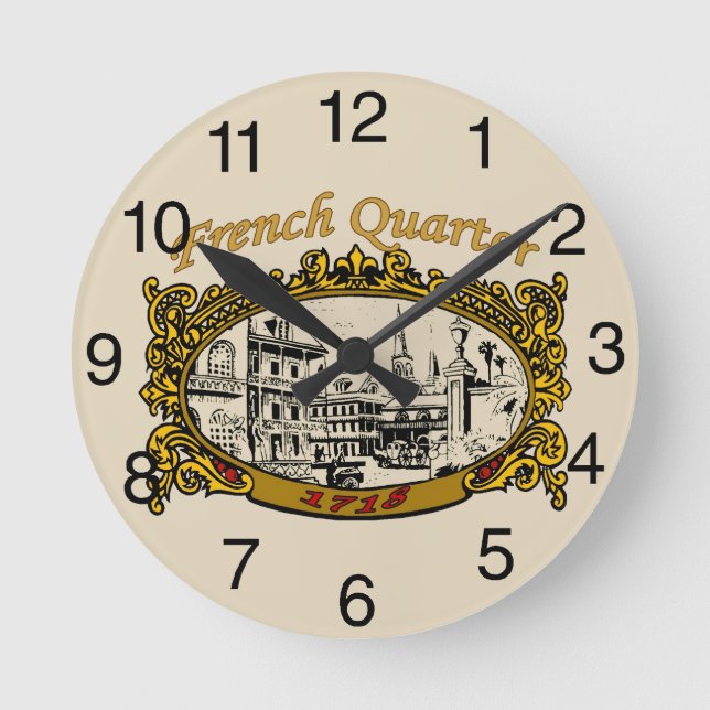 French Quarter ,New Orleans Round Clock (Front)