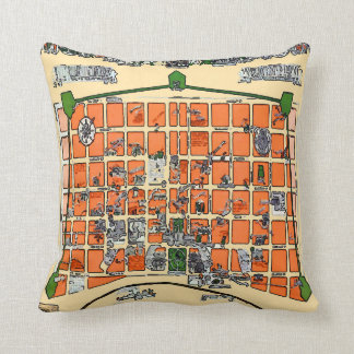 French Quarter Old New Orleans Map Throw Pillow