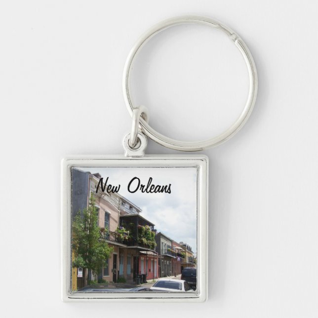 French Quarter Street View New Orleans Louisiana Keychain (Front)