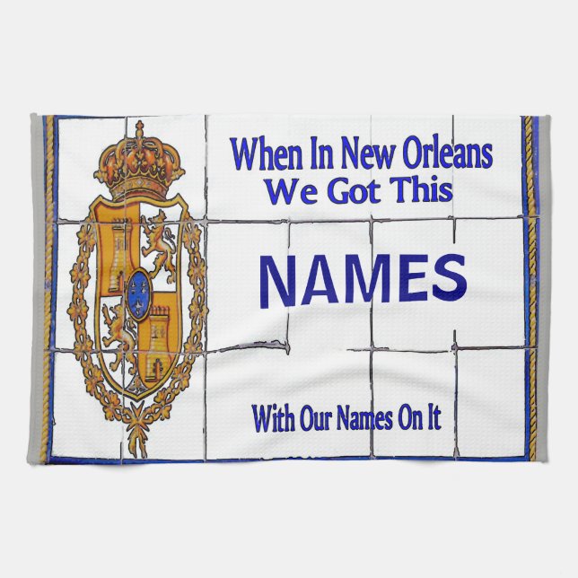 French Quarter Tile Mural, add names Kitchen Towel (Horizontal)