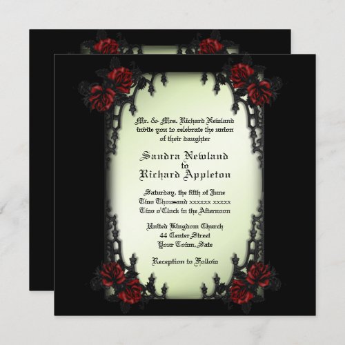 French Quarter Victorian  Goth Theme Wedding  Inv Invitation