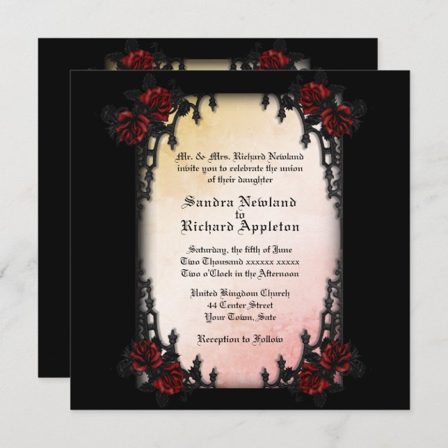 French Quarter Victorian / Goth Theme Wedding Invitation (Front/Back)