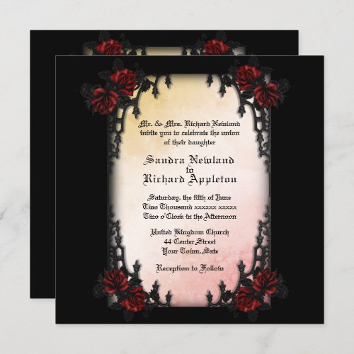 French Quarter Victorian  Goth Theme Wedding Invitation