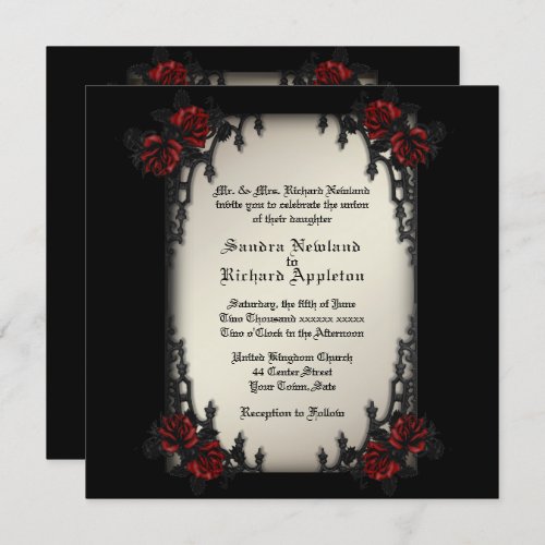French Quarter Victorian  Goth Theme Wedding  Invitation