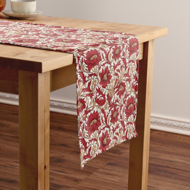 French Red Farmhouse Chic: Distressed Splendor Long Table Runner (In Situ)