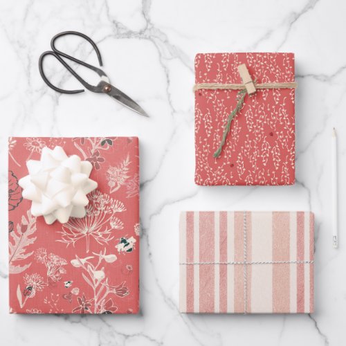 French Red Linen Wrapping Paper Sheets