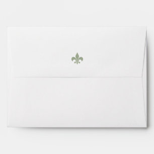 French Regency Green Fleur de Lis Pattern Wedding Envelope
