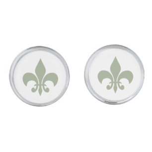 French Regency Green Fleur de Lis Wedding Cufflinks