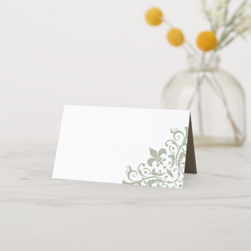 French Regency Green Fleur de Lis Wedding Place Card