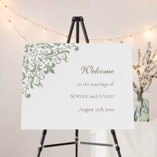 French Regency Green Fleur de Lis Wedding Welcome Foam Board