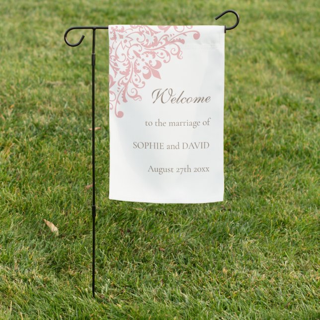 French Regency Pink Fleur de Lis Wedding Day Sign (In SItu)