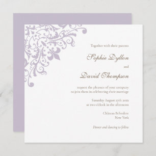 French Regency Purple Fleur de Lis Square Invitation