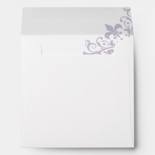 French Regency Purple Fleur de Lis Square Wedding Envelope
