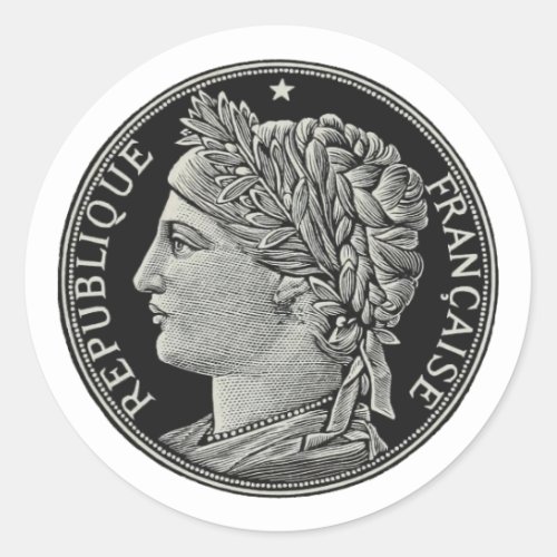 French Republic Medal Round Sticker Set
