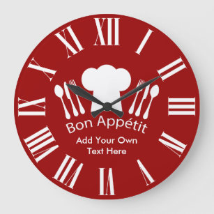 French Restaurant Bon Appetit Gourmet Kitchen Large Clock
