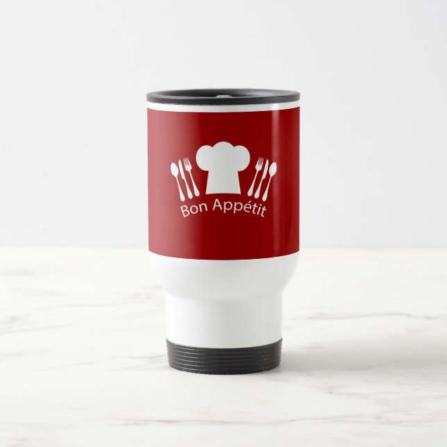 French Restaurant Chefs Hat and Silverware Travel Mug (Center)