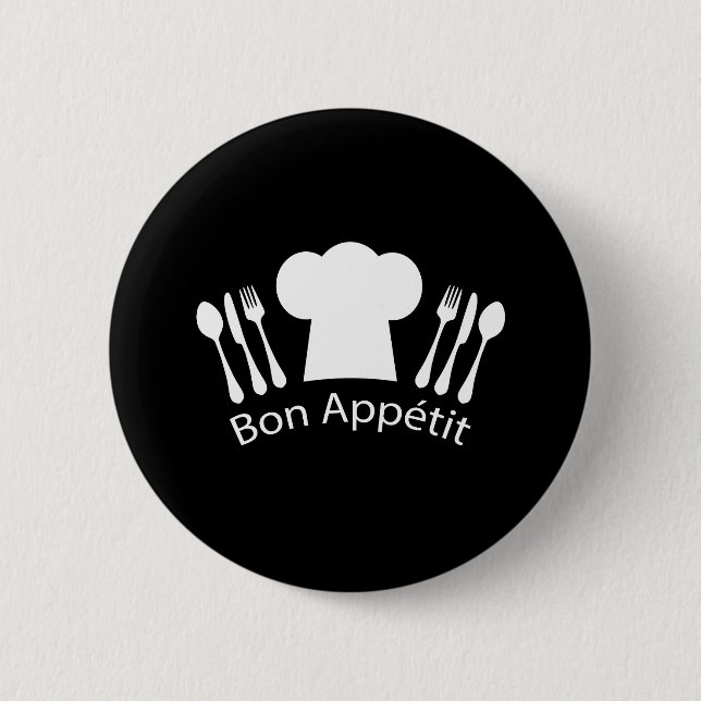French Restaurant Chefs Hat for Gourmet Pinback Button (Front)