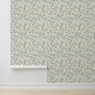 French Retro Spring Botanical Floral Wallpaper