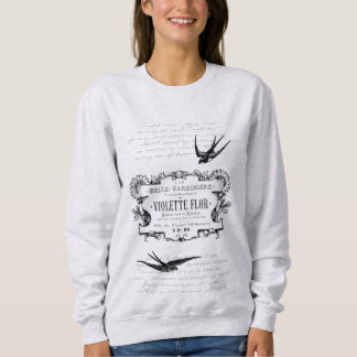 French Retro Violet Perfume Label Text Design Sweatshirt