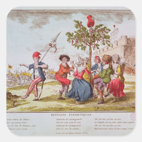 French revolutionaries dancing the carmagnole square sticker