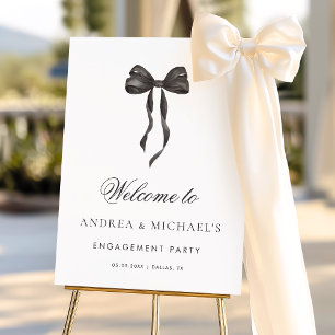 French Ribbon Bow Engagement Party Welcome Sign