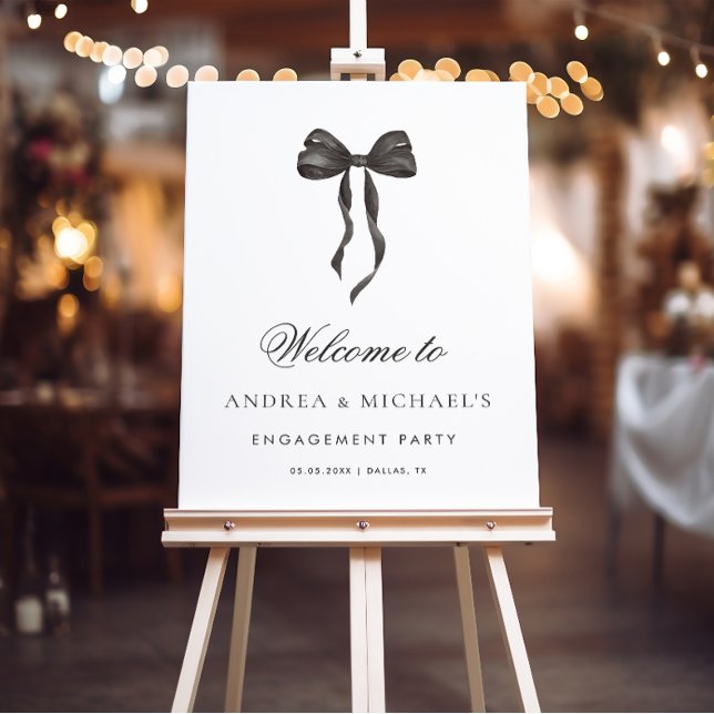 French Ribbon Bow Engagement Party Welcome Sign (Creator Uploaded)