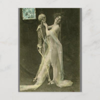 French Risqué Dancing skeleton  Vintage  photo