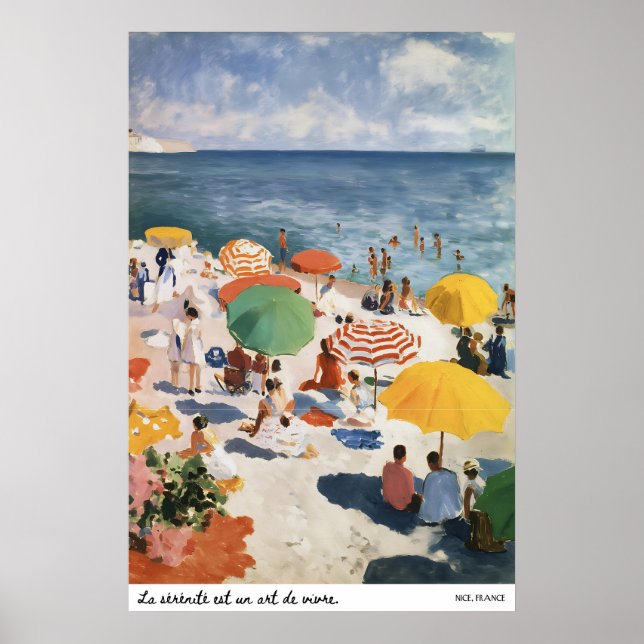 French Riviera Beach Poster Matisse Inspired (Front)