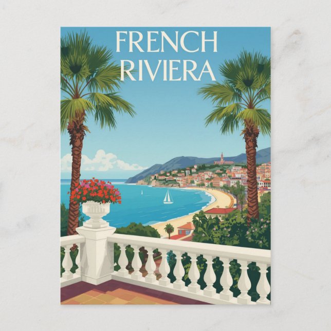French Riviera Beach Travel Postcard (Front)