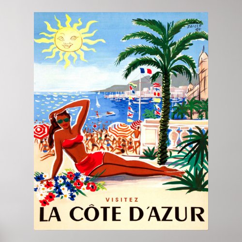 French riviera bikini girl on the beach France Poster