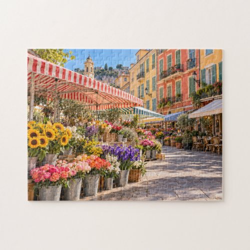 French Riviera Colorful Flower Market Jigsaw Puzzle