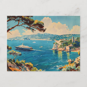 French Riviera, France Art Deco Travel Postcard