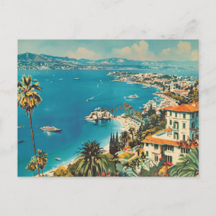 French Riviera, France Art Deco Travel Postcard