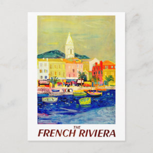 French riviera, France, painting, art, vintage Postcard