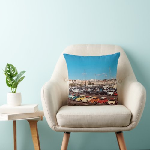 French Riviera in Cannes France Classic Car Throw Pillow