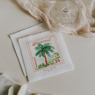 French Riviera Palm Stamp   Destination Wedding Napkins