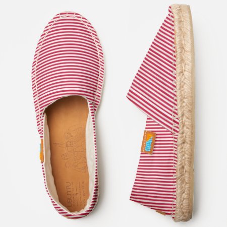 French Riviera Stripes Red White Espadrilles