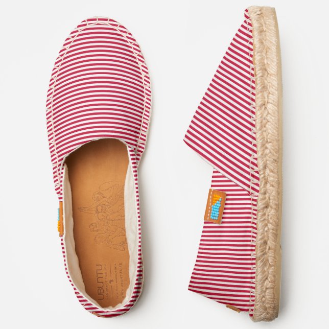 French Riviera Stripes Red White Espadrilles (Side)